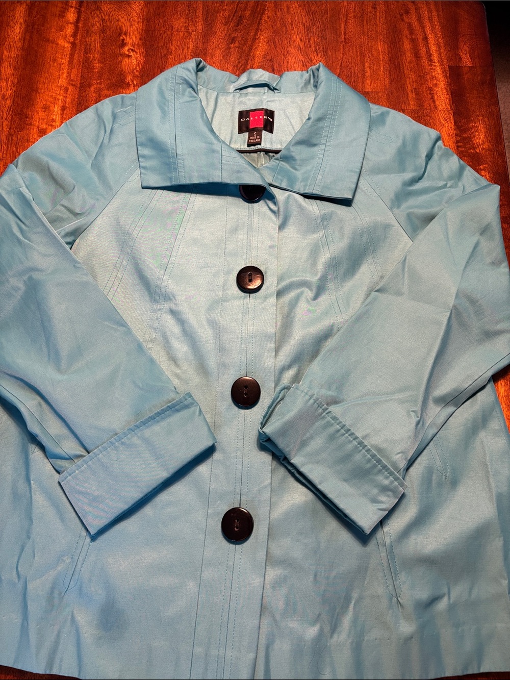 Vintage Gallery Aqua Blue Swing Jacket Coat Size S Retro Statement